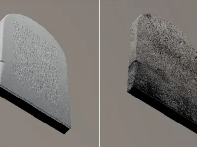 Cemetery Tombstone RIP signature dirty old Low-poly 3D model