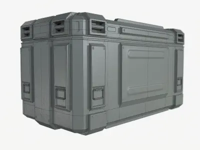 3D Sci Fi Industrial Crate Game Ready PBR Textures Low-poly 3D model