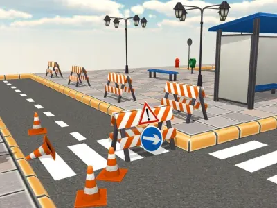 Cartoon Street Props Low-poly 3D model