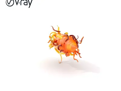 Alien Organism D Model Pack with Vivid Colors Low-poly 3D model