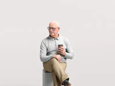 Humano Sitting Old Man 2204 3D model