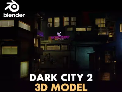 Dark city 2 Low-poly 3D model