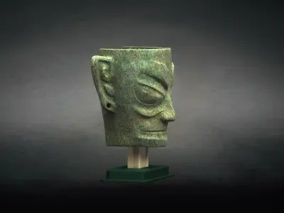 Sanxingdui ancient sacrificial mask civilization bronze  3D model