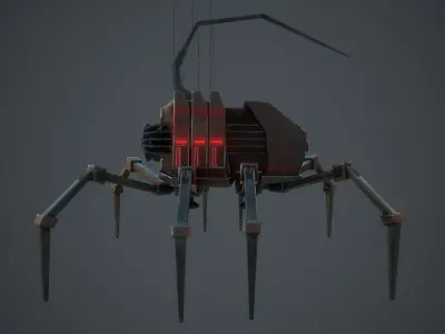RoboSpider sci-fi spider Low-poly 3D model
