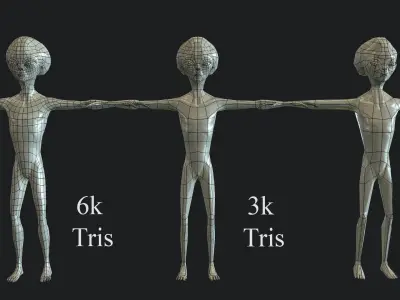 Realistic Alien 3 Space Alien Low-poly 3D model