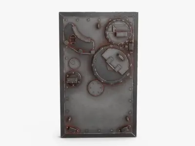 Rusted Metal Bunker Door 4 Low-poly 3D model