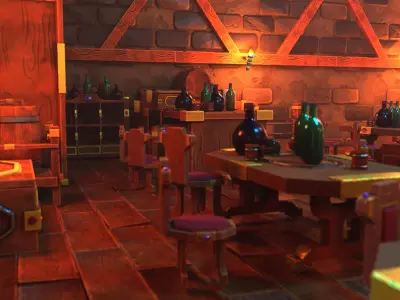 Medieval Bar Interior Kit Low-poly 3D model