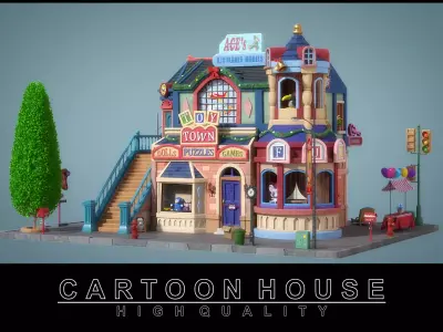 Cartoon House 06 3D model purchase