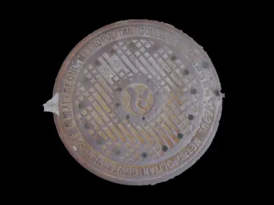 Korean style 7 manhole set 3D model