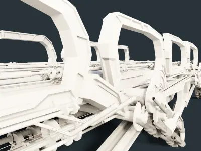 Futuristic scifi Modular Bridge Low-poly 3D model