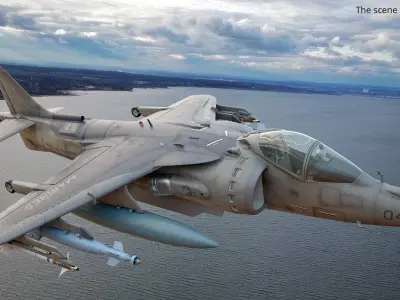  USMC Harrier II VTOL Fighter Jet Gray Rigged 