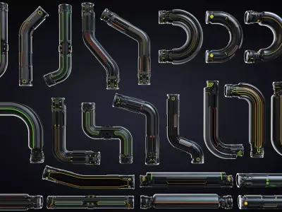 Sci-fi Pipes set 3D model