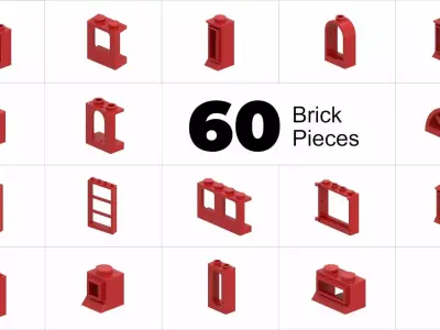 TwindBricks3D - 60 Piece Window Part Collection - Part 1 3D print model