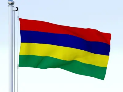 Animated Mauritius Flag Low-poly 3D model