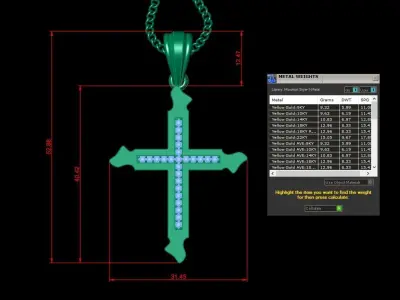High Cross Pendant Light Gold 18K 4CP012 3D print model