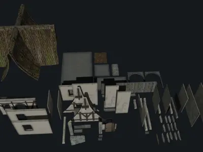 Medieval Witch House Low-poly 3D model