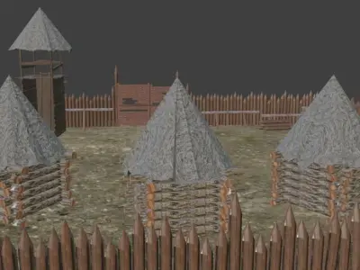 Wooden castle 3D model