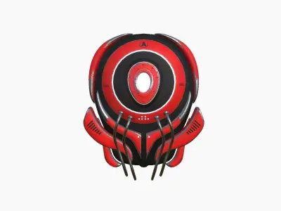 SciFi Backpack D06 Red Black - Fashion Character Design Low-poly 3D model