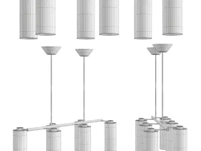 Glass Cylinder Chandelier Low-poly 3D model