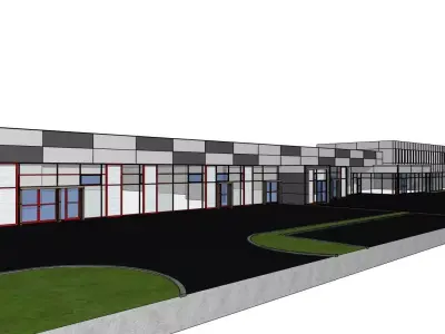 Modern Industrial Hall Front  Frames and Composite Facade 3D model