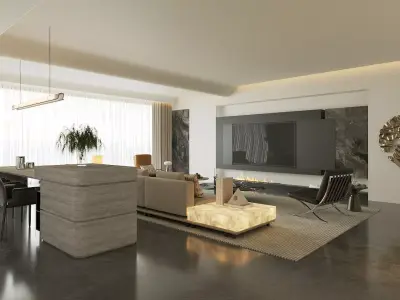 Italian - style living and dining room 3D model