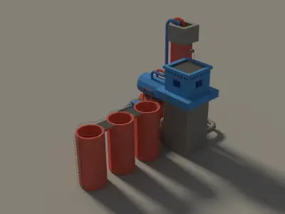 Low Poly Cartoon Factory 3 Low-poly 3D model