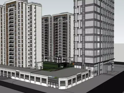modern highrise building town house 3D model