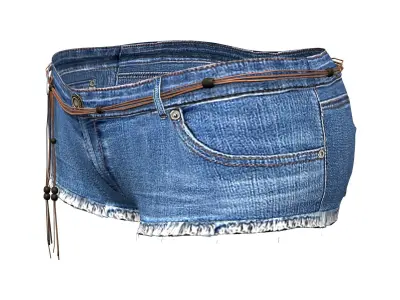 Mini Shorts With Cords Belt Low-poly 3D model
