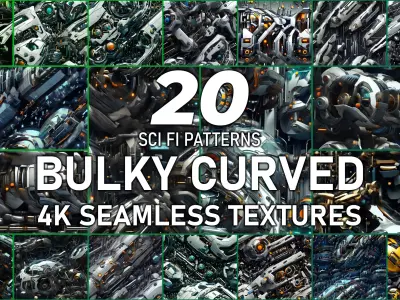 20 Seamless Sci-fi Patterns - Bulky Curved Texture Texture