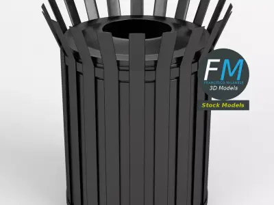 Circular open top litter bin 3D model