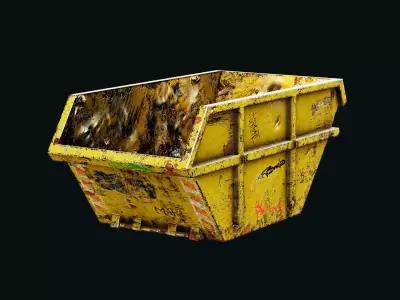 Open dumpster for construction garbage Low-poly 3D model
