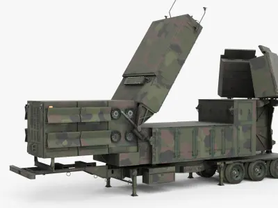  Military Phased Array Radar System Camouflage Paint Rigged for Maya 