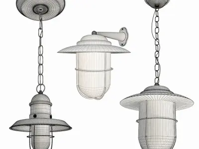Copper and Bayonne Cage Lamps 3D model