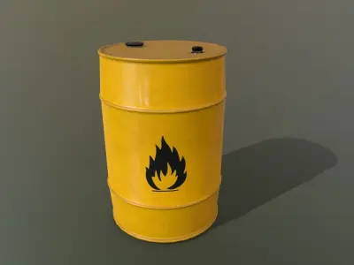 Barrel Set with flames Low-poly 3D model