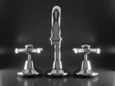 Water Tap Faucet - Hot and Cold Low-poly 3D model