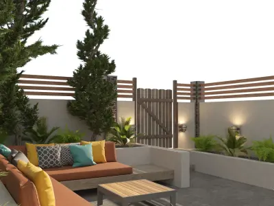 Garden bench with greenery 3D model