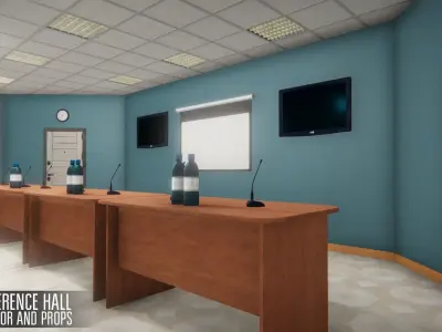 Conference hall - interior and props Low-poly 3D model