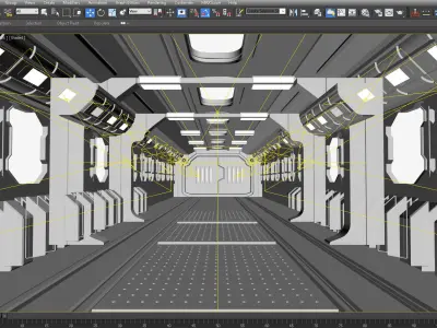 SCI FI INTERIOR SCENE SPACE SHIP Low-poly 3D model
