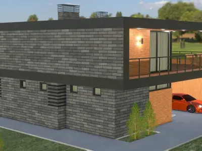 Blender project of Cottage Architecture House Building Exterior 3D model