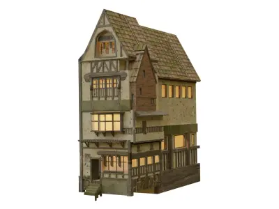 medivial low poly pbr building Low-poly 3D model