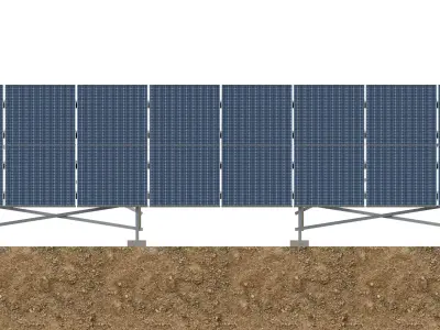 Lowpoly Ground Mounted Solar Panels-8 Rows of PV Modules Low-poly 3D model