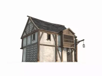 Medieval architectural houses 3D model