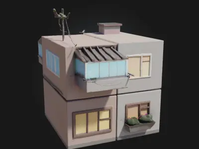 Cubist Dwellings  Abstract Living in Geometric Harmony 3D model