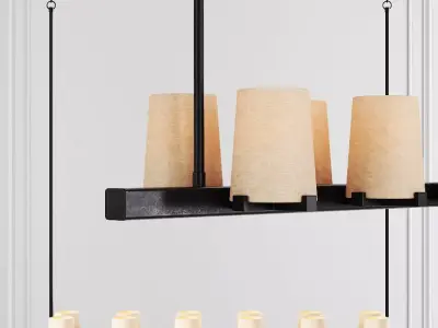 RH PAUILLAC LINEAR CHANDELIER 60 Fabric shade and Black 3D model