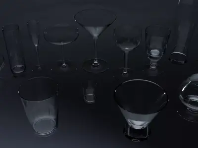 Glass pack - 13 differents glasses Low-poly 3D model