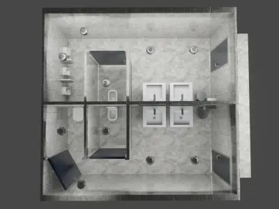 LOWPOLY AND PBR RESTROOM TOILLET 3D MODEL Low-poly 3D model