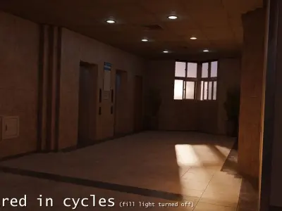 Photoreal Art Museum Gallery Sunset Elevator Hall Office Space Low-poly 3D model