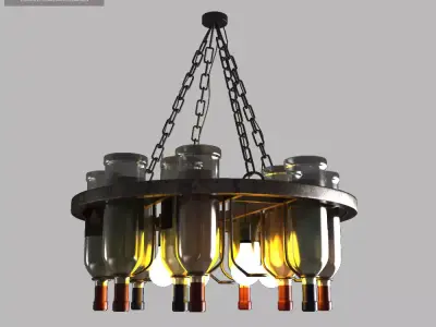 Chandelier Bottle Bar Circle 3D model
