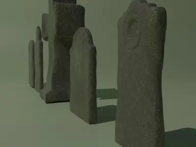 5 Worn Grave Stones Pack 3D model