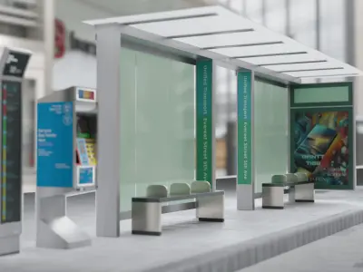 Bus Stop Low-poly 3D model 19